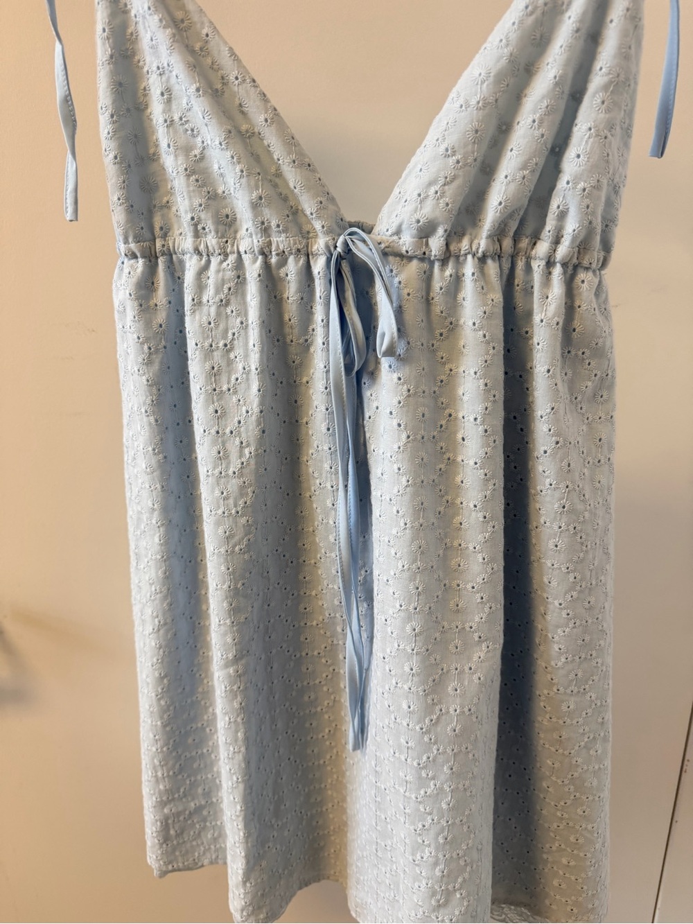 New Light Blue Eyelet Mini Dress